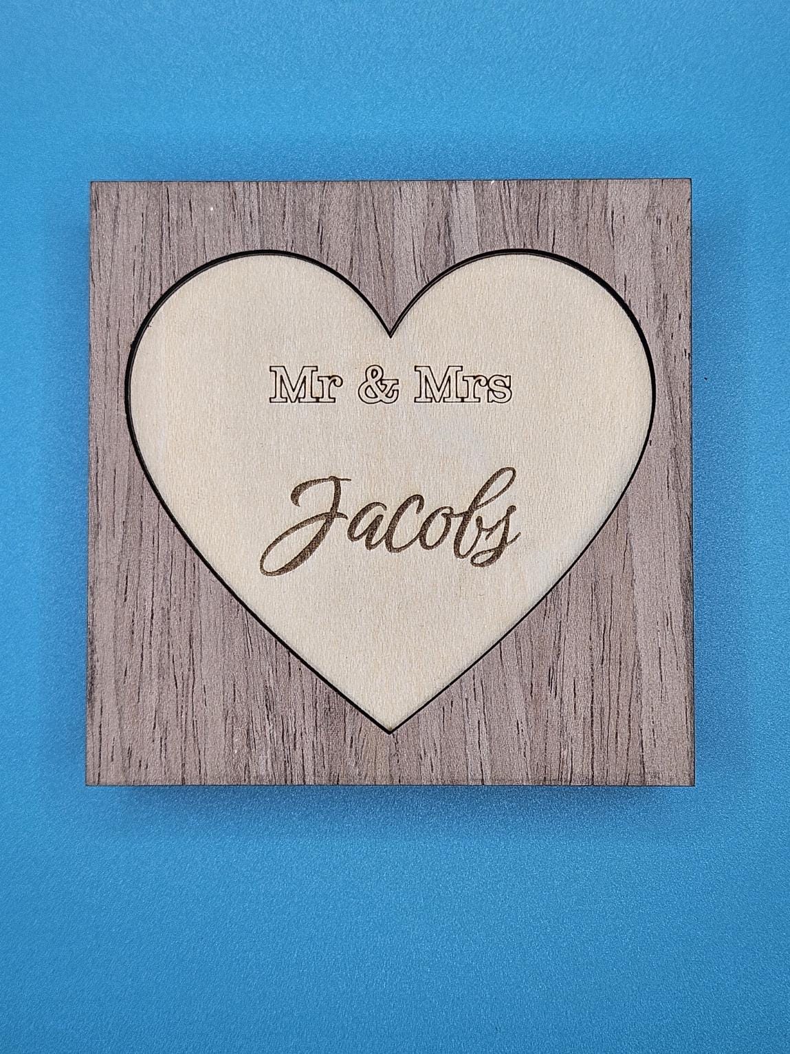 Personalized Wooden Wedding Ring Box • Laser Engraved Keepsake