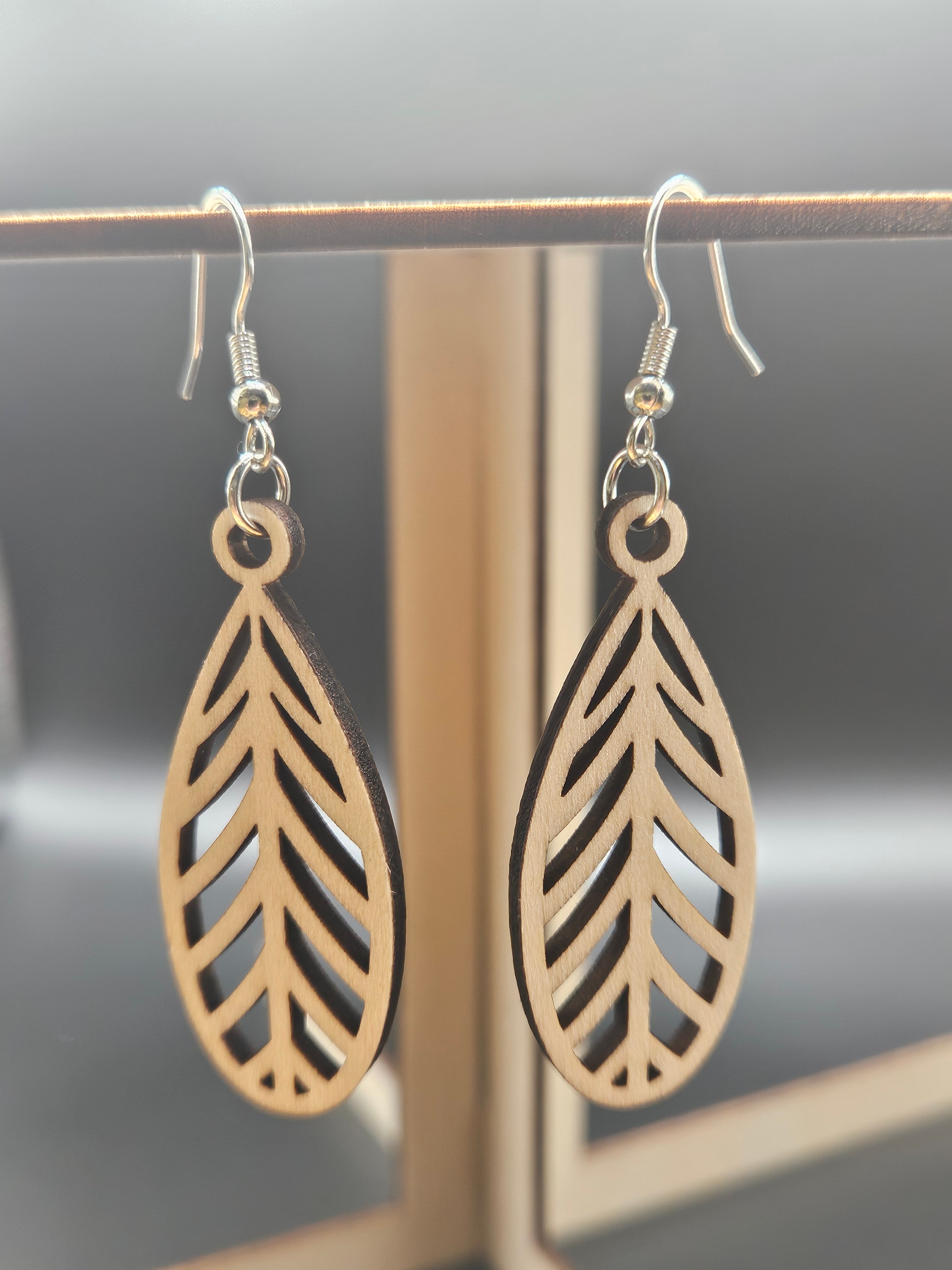 Custom Wooden Earrings Personalized Laser Cut Lightweight Handmade Jewelry Gift for Her