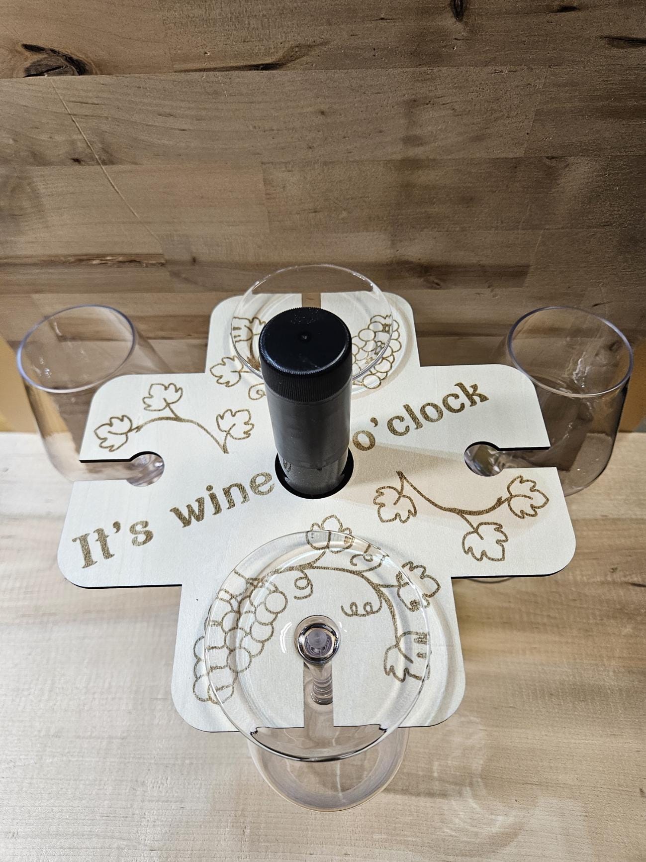 Custom Wooden Wine Caddy – Basswood or Walnut, Holds Two or Four Glasses