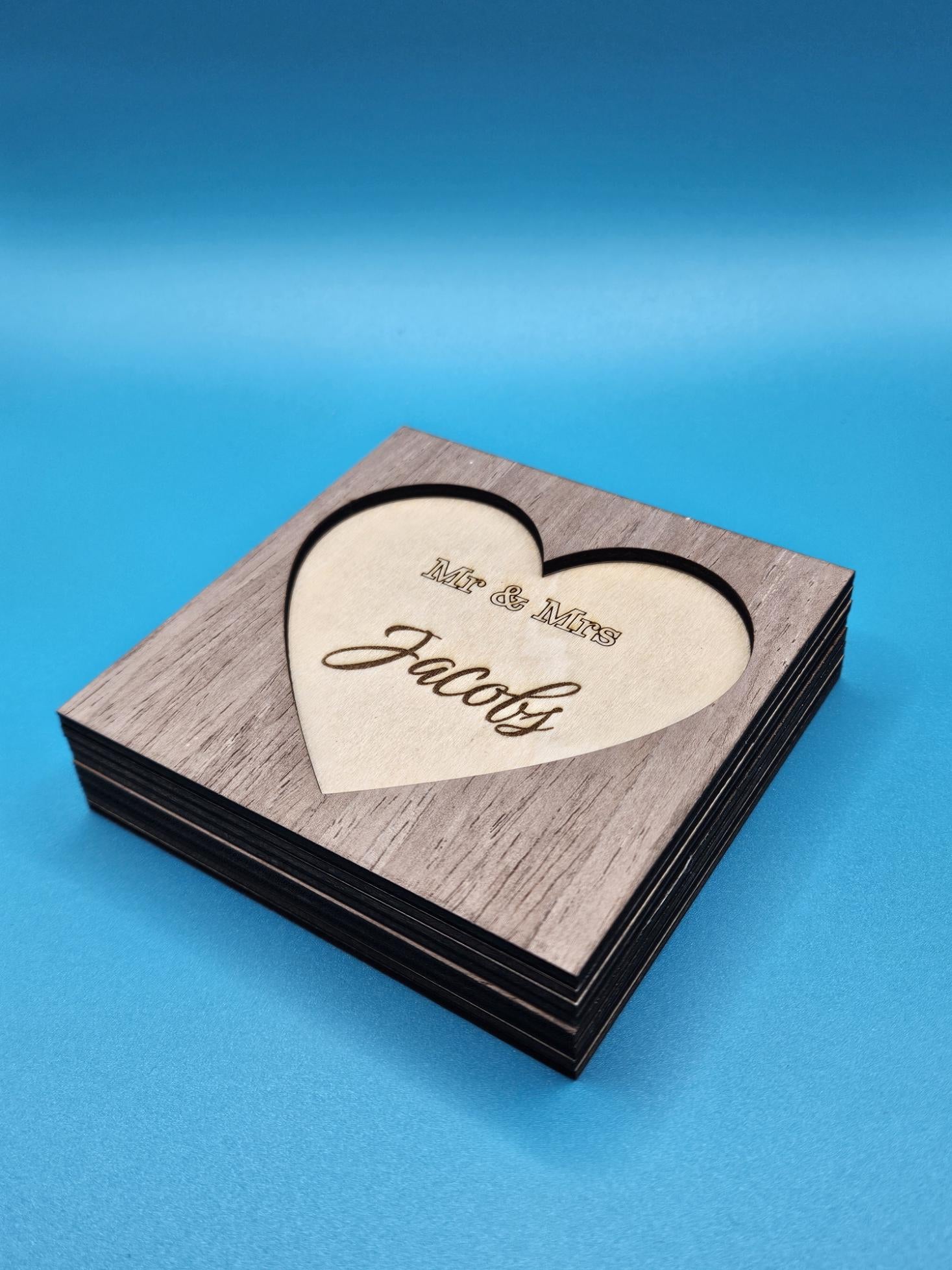 Personalized Wooden Wedding Ring Box • Laser Engraved Keepsake
