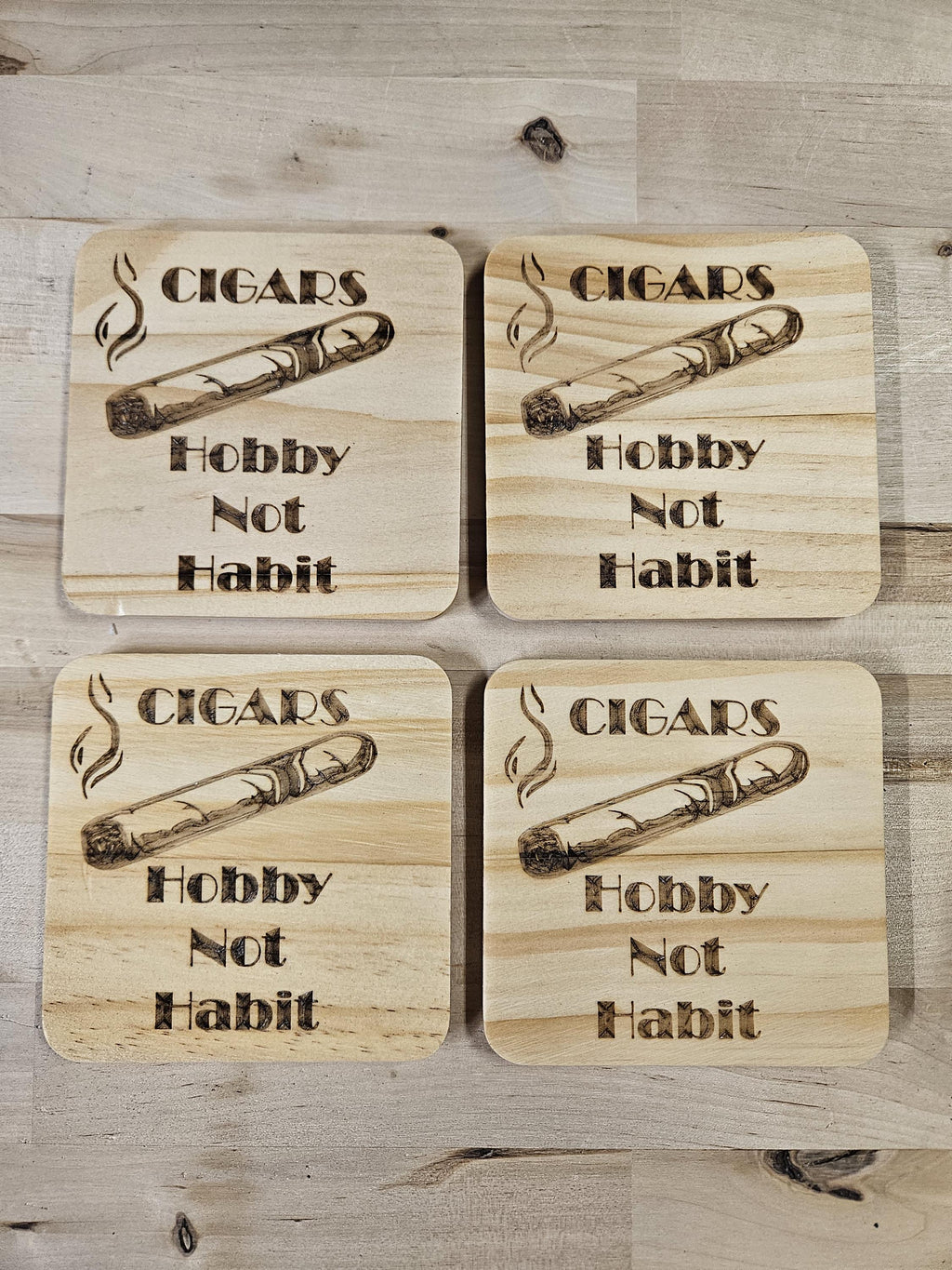 Custom Wooden Coasters – Laser Engraved Drink Coasters – Rustic Barware Home Décor