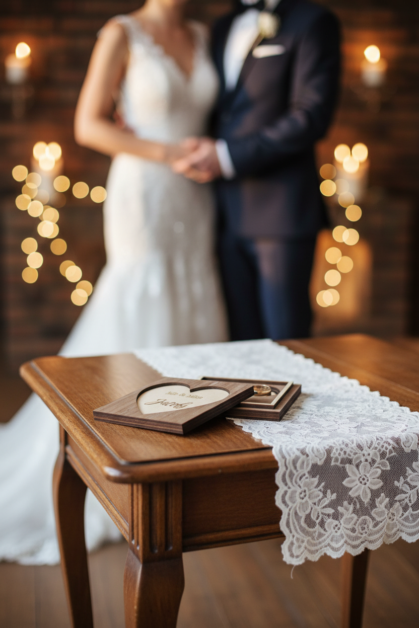 Personalized Wooden Wedding Ring Box • Laser Engraved Keepsake