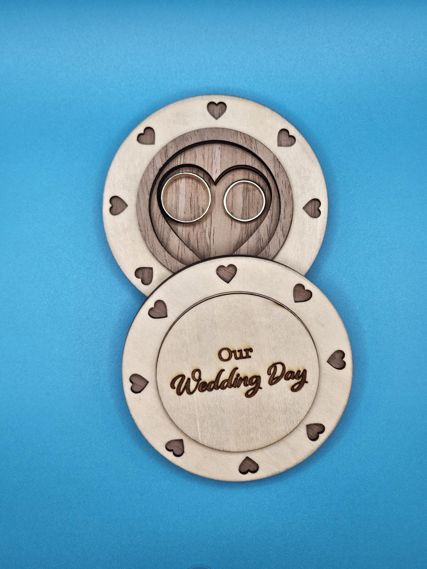 Personalized Wooden Wedding Ring Box • Laser Engraved Keepsake