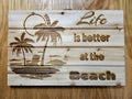 Laser Engraved Wooden Beach Sign – 17x11 Rustic Coastal Wall Decor