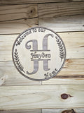 Custom Round Wooden Sign – Basswood Walnut Laser Engraved Wall Art
