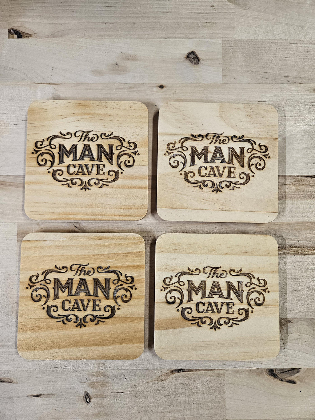 Custom Wooden Coasters – Laser Engraved Drink Coasters – Rustic Barware Home Décor