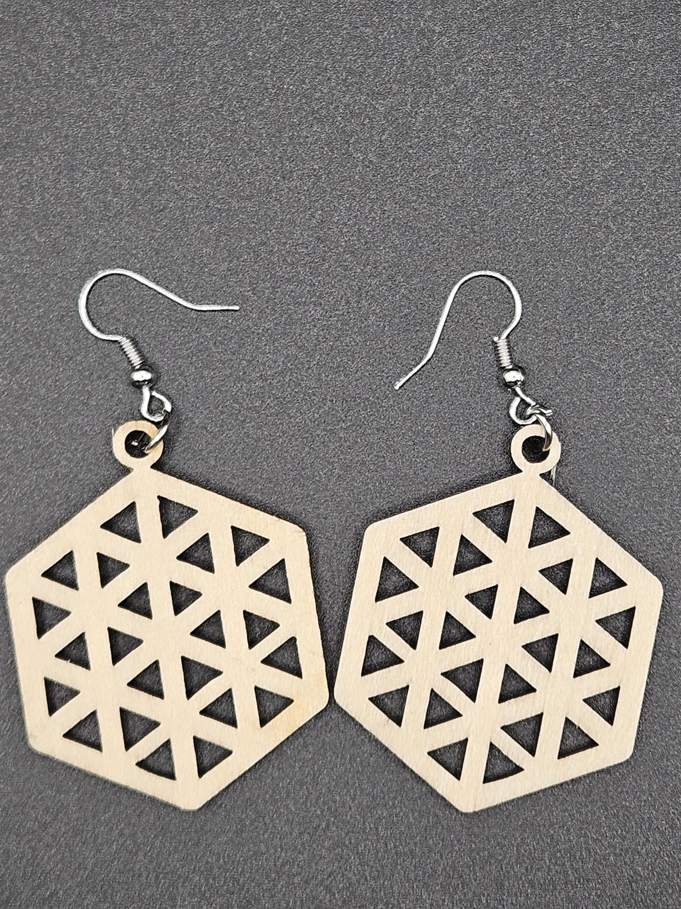 Custom Wooden Earrings Personalized Laser Cut Lightweight Handmade Jewelry Gift for Her